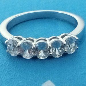 natural mined white zircon band ring size 6